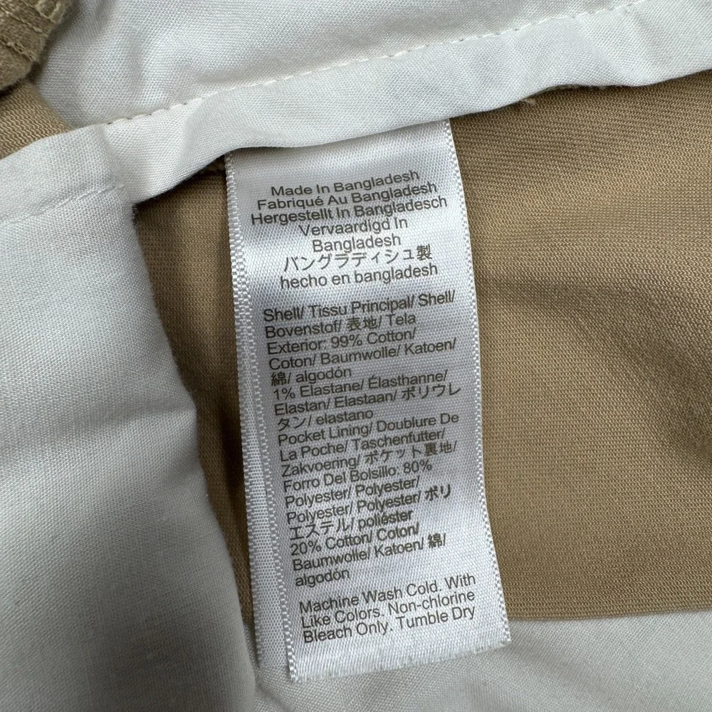 J CREW Chino Pants‎ Mercantile Flex Slim Stretch Khaki Beige Men's Size 35x30
